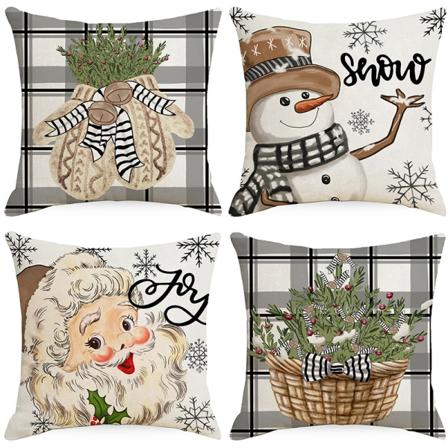 Julepudebetræk 45x45 Sæt med 4 Dekorative Julepuder