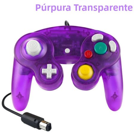 Gjennomsiktig lilla ny gamepad for GameCube NGC kablet kontroller gjennomsiktig farge kompatibel med Wii-konsoll joystick for NGC-spill