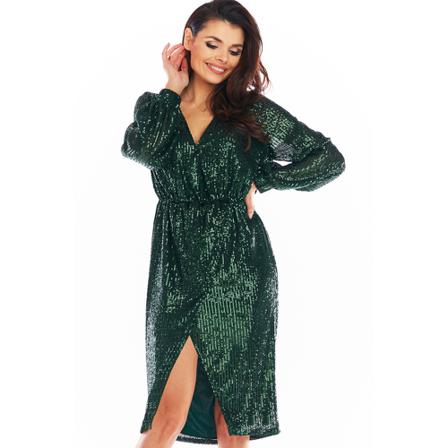 Awama Midi Wrap Sequin Sukienki, kobieta, Zielony