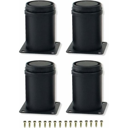 4 stk 8 cm svarte justerbare møbelbein i rustfritt stål for skap, bordbein, sofabein, møbelerstatningsfot, svart, 8 cm