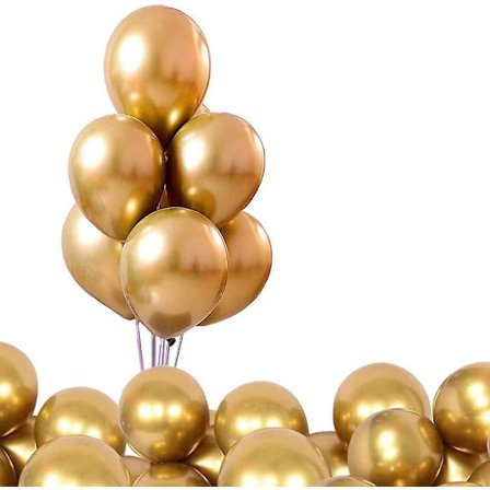 Metallinhohtimet - Kromi Kiiltävät Lateksi Paksuväriset Ilmapallot (50 kpl, Kulta)