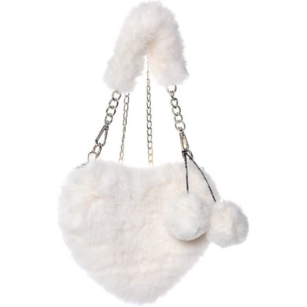 Pelspose, Fyldig Clutch Hjerteformet Håndveske, Fluffy Kveldsveske, Skulderveske, Topphåndtakveske for Kvinner Jente