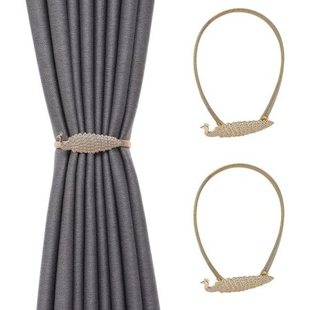 TG 2-pack Gardinband Guld Spets, Spets Metall Gardin Hållare Spets Gardin Clip (Guld Påfågel)