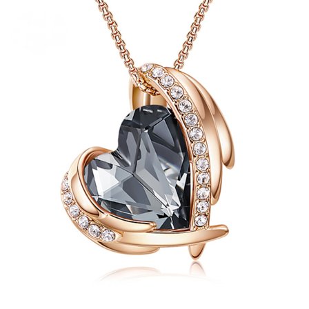 Halsband med kärlekshänge för kvinnor, ängelkristaller