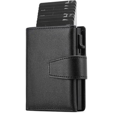 RFID-beskyttet minimalistisk trippel fold kredittkortholder for menn med automatisk pop-up metallkasse
