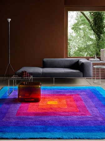 Tapis De Laine Romantica Square By Verner Panton Bleu/Multicolore Carré Grand