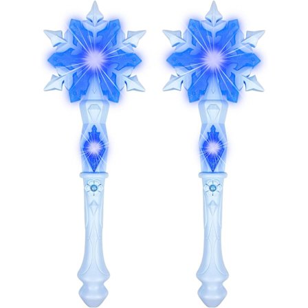 Ljus upp snöstjärna pinne med ljud (rörelsesensor) magiska leksaker barn flickor prinsessa födelsedagsfest kostym accessoarer 2 stycken blå