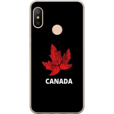 Kompatibelt Mobildeksel til Xiaomi Xiaomi Redmi 6 Pro Grafisk lønnebladsymbol i rødt mot svart bakgrunn med tydelig kanadisk referanse og minimalist