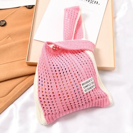 Strikk håndveske Tote Bag ROSA