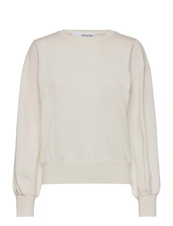 Slfamanda Ls Knit O-Neck M White Selected Femme