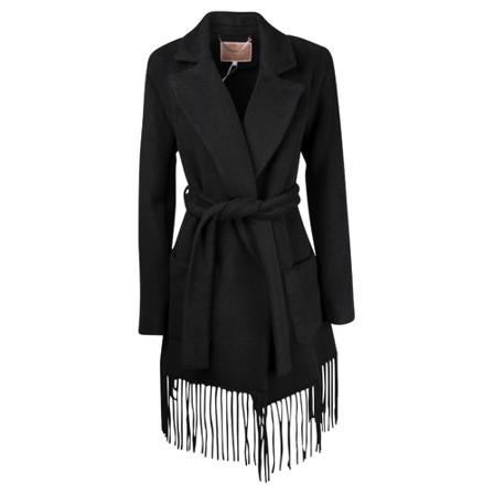 Kocca Belted Coats Sort, Dame Uldfrakker