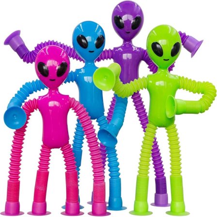 Alien Legetøj til Børn, 4 Pak Legetøj Teleskopisk Sugekop Legetøj til Stress Angstlindring, Kurvefyld Gift til Børn Småbørn