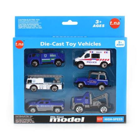 Robetoy Cars Bilar Set Med 6-pack Polisbilar Police Metall 61563