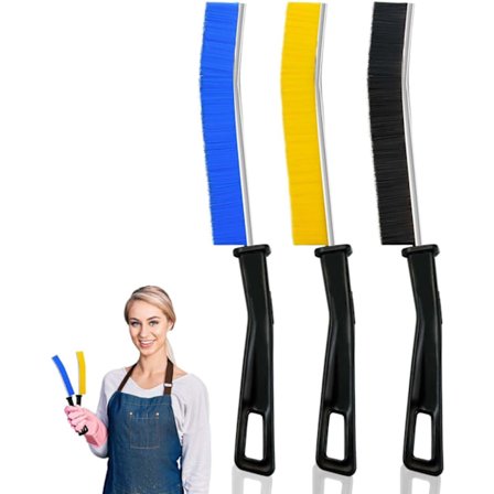 Rengöringsborste för springor, 3 st skrubbborstar med långt handtag, Multifunktionell rengöringsborste för tunna springor i badrumsplattor
