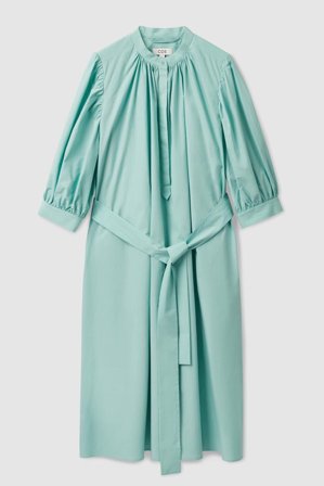 COS Femme Robe Trapèze Manches Ballon in Vert