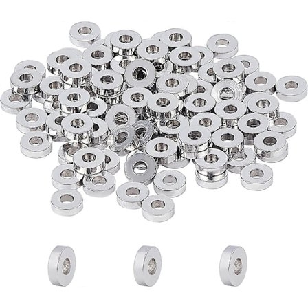 100 st 7 mm Platta Runda Distanspärlor Rostfritt Stål Pärlor Skiva Lösa Pärlor 2,7 mm Små Hål Metallpärla för DIY Smyckestillverkning