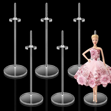 Dockställ, 6 stycken Dockdisplayhållare Transparent Mini Dockställ Docktillbehör för 9 till 12 tum dockor