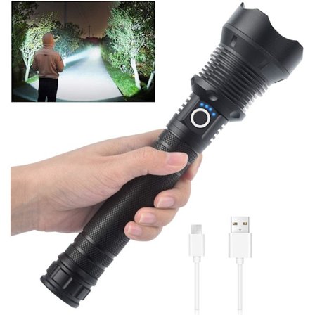 Uppladdningsbar LED-ficklampa High Lumens, 90000 High Lu
