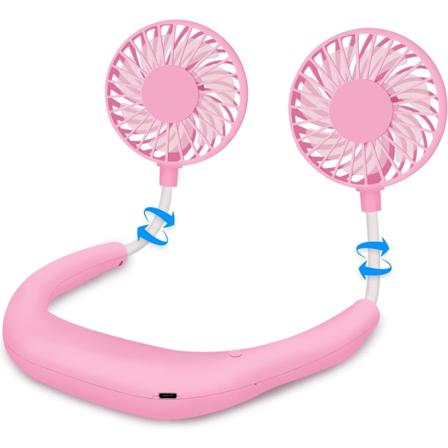 Halsfläkt Bärbar Ansiktsfläkt Personlig USB Handsfree Mini Bärbar Sport Handhållen Kylning Små Nya Fläktar Runt Halsen (rosa) pink