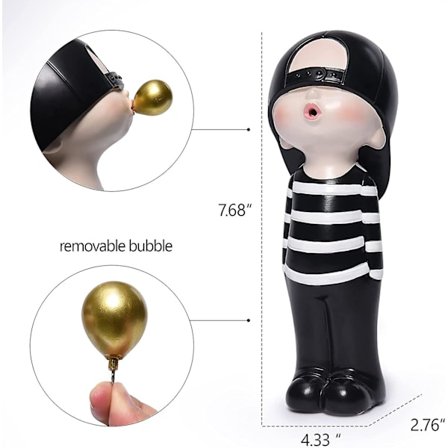 Bobledrengestatue Hjemmedekoration, Sort Hvid Pynt Mini Statuer Og Skulpturer Sort Statue Skulptur Moderne Søde Figurer Til Børneværelse(c-boy Blac
