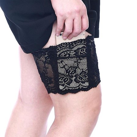 Svart-L-Dame Anti-Skli Elastisk Blonder Anti-Gnags Lårbånd Wit