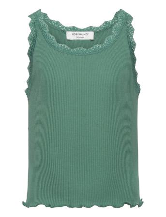 Silk Top W/ Lace T-shirts Sleeveless Grønn Rosemunde Kids*Betinget Tilbud