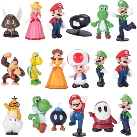 18-pack 2 tum Mario Leksaker – Actionfigurer Bros Prinsessa, Karaktärer, Tårta Topper, Festtillbehör Samlarfigurer Presenter Dekoration Figur Leksak