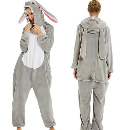 Unisex Flannel Dyre Pyjamas Heldragt Nattøj Hoodie Sleepwear Fest Cosplay Dyr Siamese Pyjamas M