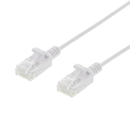 DELTACO laitekaapeli, U/FTP, Cat6, ohut, 2m, 500MHz, LSZH, valkoinen