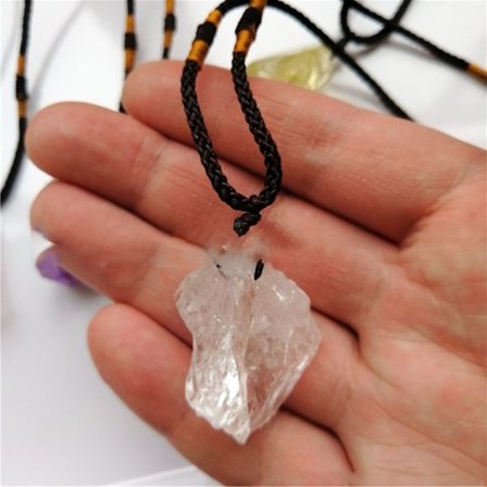 Fluoritt anheng Halskjede Naturlig kvartsstein HVIT