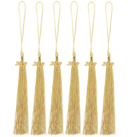 6 st mösshatt tofsar med tofsar hatt tofsar examensfest tillbehör gyllene 40 cm gyllene 40 cm