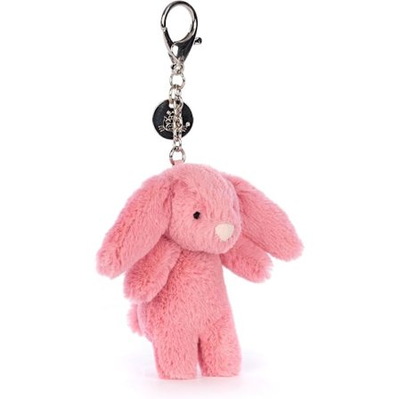 Jellycat Bashful Pink Bunny Väskberlock, 9 cm, Plysch Kanin och Nyckelring, Bra Presentidé (Rosa Kanin)