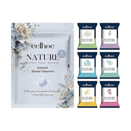 Duschtabletter - Djuprengörande & Återfuktande Badtabletter med Eukalyptus, Ros, Citrus, Mint, Lavendel & Havsdofter - 6-pack