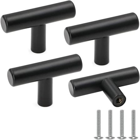 Skap Knott, Svart Rustfritt Stål Skapdørhåndtak Vintage Skuffeknapper med Skruer for Hjemmedekor, 4 Stykker