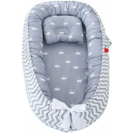 Nyfödd Babynest, Babynest i Bomull, Andningsbar, Avtagbar Sovvagga, Bärbar Nyfödd Kuddsäng med Kudde Stil6, Babynest, Cr