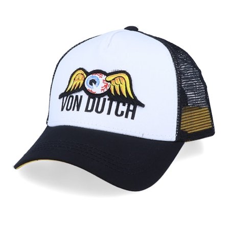 Von Dutch - Blanc trucker Casquette - Flying Eye Patch White/Black/Yellow Trucker @ Hatstore