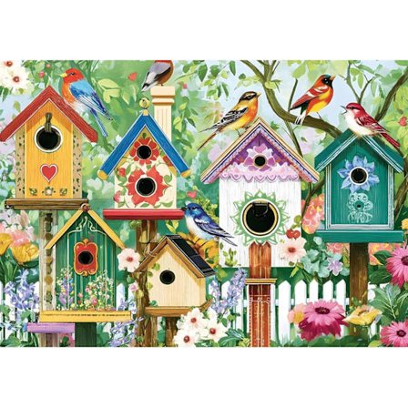 Fågel Diamantkonst Kit för Vuxna, Fågelholk Diamantmålningskit för Barn och Nybörjare, 5D Rund Full Borr Hantverk, Hem Väggdekor 30x40cm