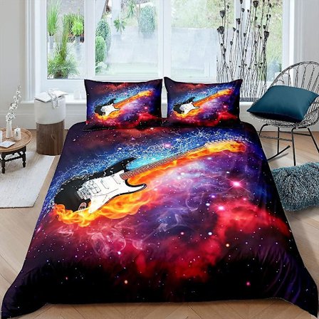 Rock-kitara pussilakanasetti Hip Hop -musiikkiteemalla lapsille pojille tytöille teineille