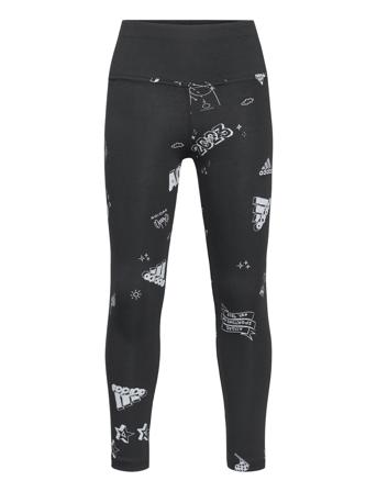 Brand Love Allover Print Leggings Kids Running/training Tights Svart Adidas Sportswear*Betinget Tilbud