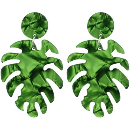 Monstera-lehtikorvakorut, naisten riippuvat korvakorut, tyttöjen nappikorvakorut, muotikorvakorut (6X3,7 cm, kuten kuvassa 1)