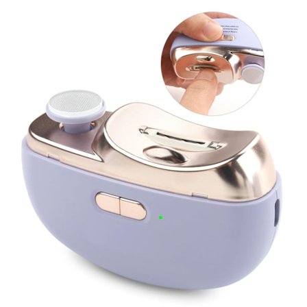 Elektrisk negleklipper - 3-i-1 elektrisk baby negleklipper til fingre, automatisk elektrisk negleklipper med poleringsfunktion, lilla