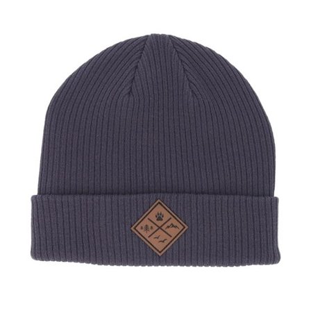 Wild Spirit - Grå cuff Beanie - Engraved Nature Patch Graphite Grey Cuff @ Hatstore