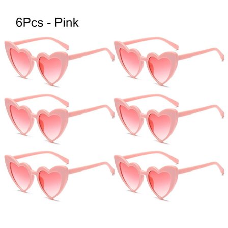 6 STK Hjerteformede Solbriller Love Heart Solbriller 6 STK - ROSA