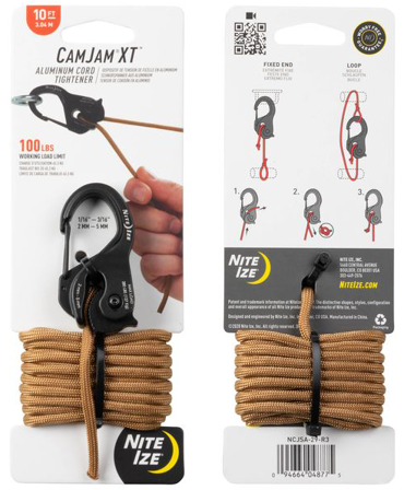 Nite Ize CamJam XT Aluminum Cord Tightener - With Coyote Paracord