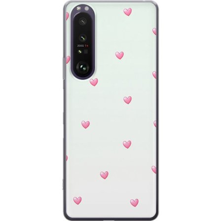 Kompatibelt Mobildeksel til Sony Sony Xperia 1 III Minimalistiskt mønster med rosa hjerter på lys bakgrunn, søtt og enkelt design for mobildeksler,