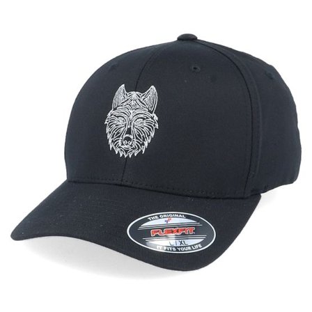Iconic - Svart flexfit Keps - Stylistic Wolf Black Flexfit @ Hatstore