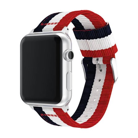 Nylonarmband Apple Watch Series 10 42mm Blå/Vit/Röd