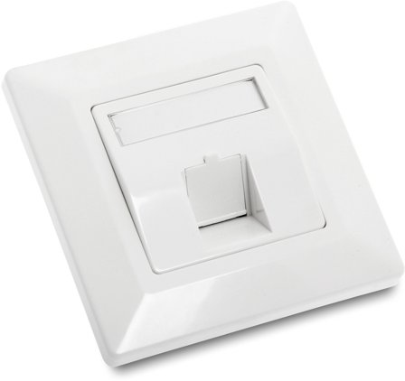 Eurolan 12B-1X-01WT-1 Uttagslock med dammlucka 1 x RJ45-kontakt, Strömbrytare & vägguttag