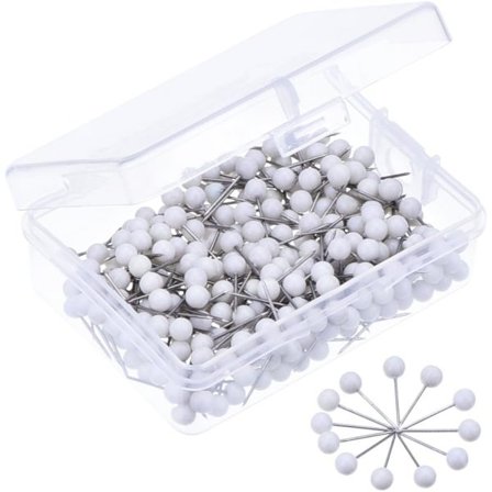 1/8 tum rundhuvudskartnålar, 300 stycken, vita