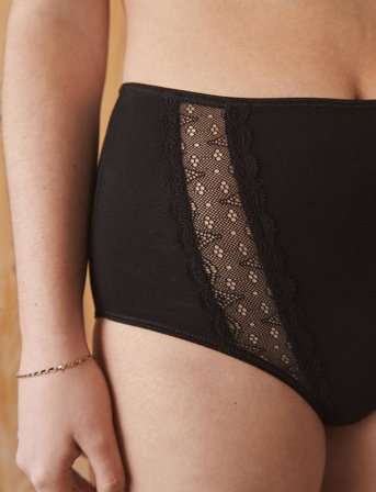Femilet Basic Lace High Waist Brief - Black - 46
